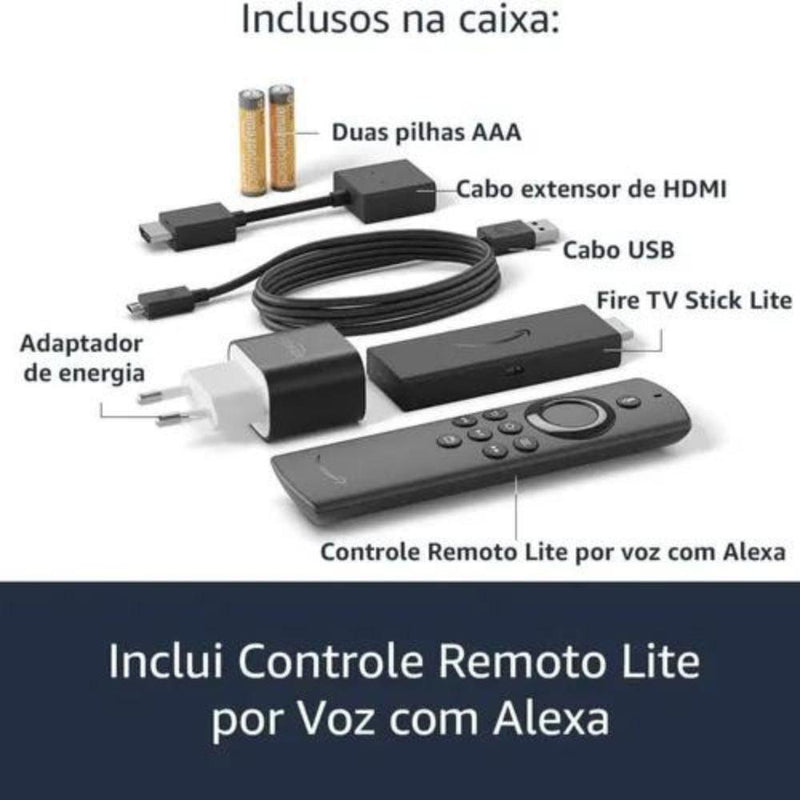Fire TV Stick Lite 2 Geração com Controle Remoto Lite por Voz com Alexa 