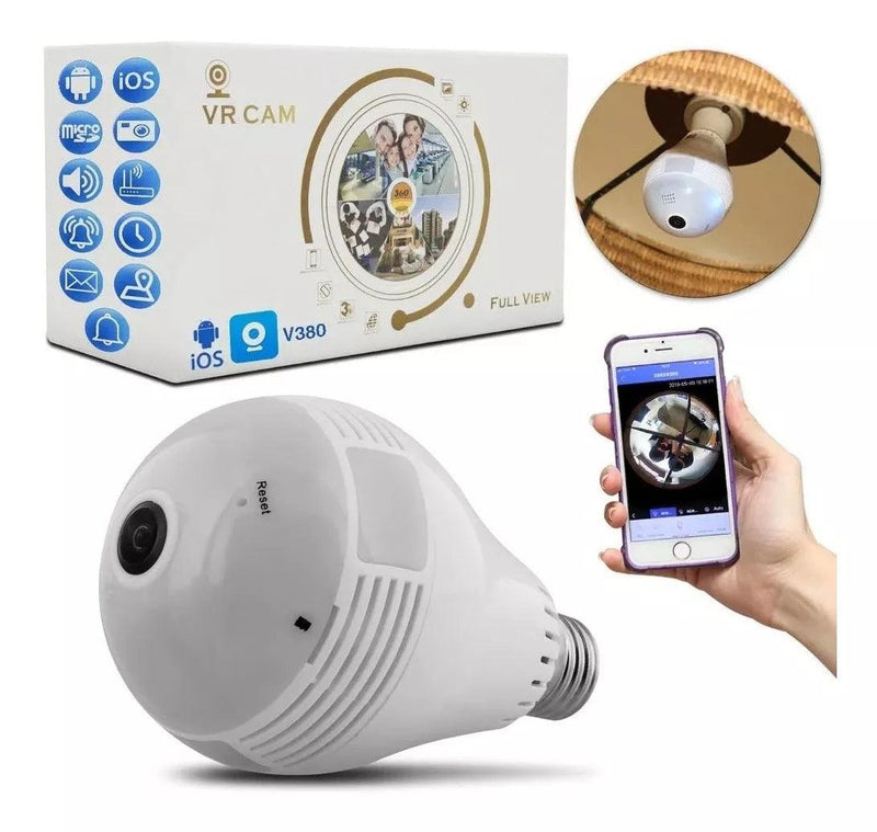 Camera Ip Lampada Segurança 360 Visão Noturna E Wifi Hd - Vr Cam